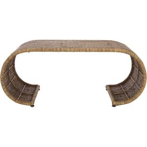 SAFAVIEH Home Collection – Tamo Honey Brown Wash Rattan Coffee Table, Sculptural Coastal Boho Design, Fully Assembled (COF6515B)(Honey Brown Wash)
