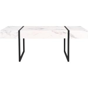 SAFAVIEH Home Collection – Tristan Rectangular Modern Coffee Table with Natural Wood Top & Black Metal Base, Industrial Minimalist Living Room Table (COF7000B)(White/Black)