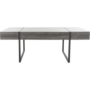 SAFAVIEH Home Collection – Tristan Rectangular Modern Coffee Table with Natural Wood Top & Black Metal Base, Industrial Minimalist Living Room Table (COF7000B)(Black)