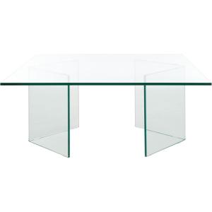 SAFAVIEH Home Collection Aerith Clear Tempered Glass Square Coffee Table, Ideal for Living Room, Office, Bedroom