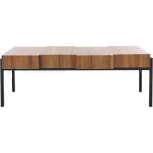 SAFAVIEH Home Collection Alexander Natural Brown/Black Rectangle Coffee Table(Brown/Black)