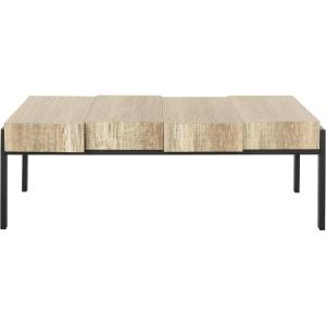 SAFAVIEH Home Collection Alexander Natural Brown/Black Rectangle Coffee Table(Multi/Brown)