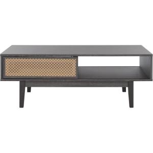 SAFAVIEH Home Collection Ceu Oak/Gold 2-Door Coffee Table(Distressed Black/Gold)