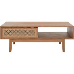SAFAVIEH Home Collection Ceu Oak/Gold 2-Door Coffee Table(Oak/Gold)