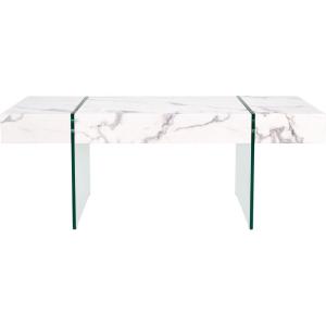 SAFAVIEH Home Collection Jacob White/Clear Glass Legs Rectangle Coffee Table(White/Clear)