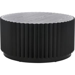 SAFAVIEH Home Collection Kanpun Bleached White Round Pedestal Coffee Table (Fully Assembled)(Black)