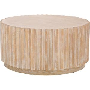 SAFAVIEH Home Collection Kanpun Bleached White Round Pedestal Coffee Table (Fully Assembled)(Bleached White)
