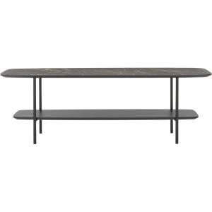 SAFAVIEH Home Collection Kayleigh White Faux Marble/Matte Black Coffee Table with Lower Shelf(Dark Sandstone/Matte Black)