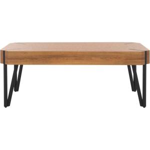 SAFAVIEH Home Collection Liann Black Stripe/Black Hairpin Leg Coffee Table(Brown/Black)
