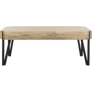 SAFAVIEH Home Collection Liann Black Stripe/Black Hairpin Leg Coffee Table(Multi/Brown)