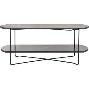 SAFAVIEH Home Collection Marlee White Faux Paper Marble/Black Coffee Table with Lower Shelf(Dark Sandstone/Black)