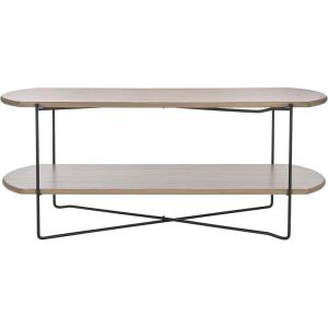 SAFAVIEH Home Collection Marlee White Faux Paper Marble/Black Coffee Table with Lower Shelf(Light Grey Oak/Black)