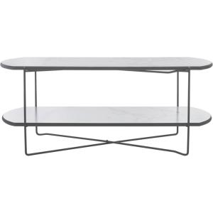 SAFAVIEH Home Collection Marlee White Faux Paper Marble/Black Coffee Table with Lower Shelf(White Faux Marble/Black)