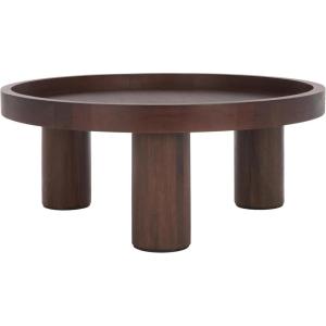 SAFAVIEH Home Collection Meek White Washed 3-Leg Round Coffee Table(Brown)