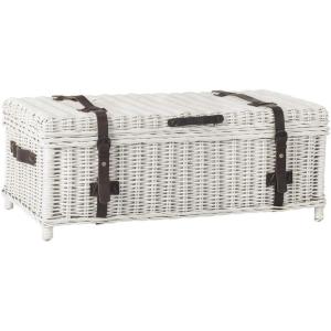 SAFAVIEH Home Collection Navarro White Rattan Coffee Table(White)
