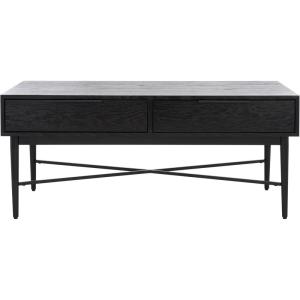 SAFAVIEH Home Collection Pierre Black/Gold 2-Drawer Rectangle Coffee Table, Ideal for Living Room, Office & Bedroom(Black)