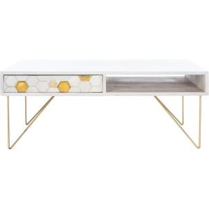 SAFAVIEH Home Collection Raveena Mid-Century White Wash and Brass Hairpin Leg Coffee Table(White Washed / Brass)