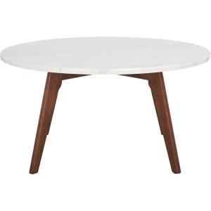 SAFAVIEH Home Collection Syrio Marble/Walnut Brown Round Coffee Table