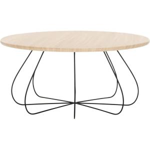 SAFAVIEH Home Collection Tonino Mid-Century Natural Oak & Black Round Top Coffee Table(Natural Oak/Black)