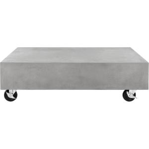 SAFAVIEH Outdoor Collection Gargon Modern Dark Grey Concrete Coffee Table with Caster Wheels (Fully Assembled)