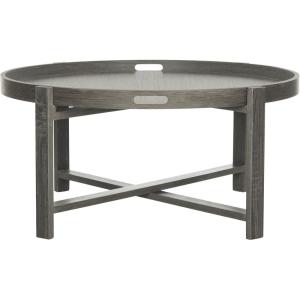 Safavieh FOX4231A Home Collection Cursten Retro Wood Tray Top Coffee Table, Dark Grey