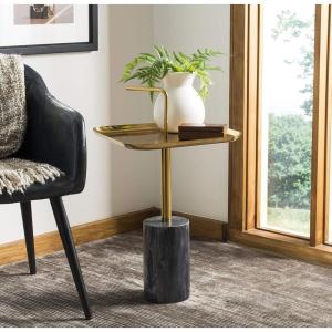 Safavieh Home Artemis Brass Handle and Black Marble Side Table