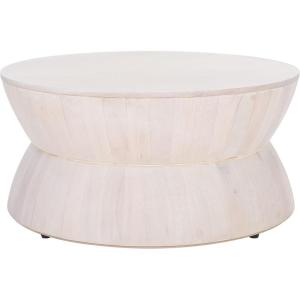 Safavieh Home Collection Alecto Brown Round Coffee Table (Fully Assembled) COF6601A(White Wash)