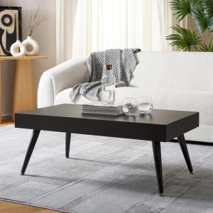 Safavieh Home Collection Cedric Light Grey and Black Rectangular Midcentury Modern Coffee Table(Black Stripe/Black)