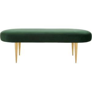 Safavieh Home Collection Corinne Emerald and Gold Velvet Oval Bench(Emerald / Gold)