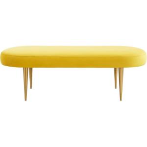 Safavieh Home Collection Corinne Emerald and Gold Velvet Oval Bench(Marigold)