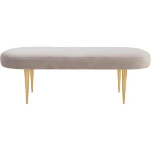 Safavieh Home Collection Corinne Emerald and Gold Velvet Oval Bench(Pale Taupe / Gold)