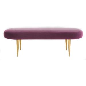Safavieh Home Collection Corinne Emerald and Gold Velvet Oval Bench(Plum / Gold)