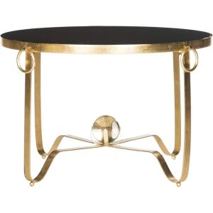 Safavieh Home Collection Elisha Black and Gold Leaf Round Coffee Table