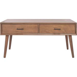 Safavieh Home Collection Mozart Mid-Century Distressed Grey 2-Drawer Rectangle Coffee Table(Brown)