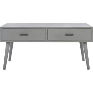 Safavieh Home Collection Mozart Mid-Century Distressed Grey 2-Drawer Rectangle Coffee Table(Distressed Grey)