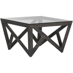 Safavieh Home Collection Radley Dark Grey Geometric Glass Top Square Coffee Table