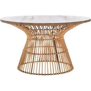 Safavieh Home Collection Whent Coastal Grey White Wash and Black Round Coffee Table(Natural / Black)