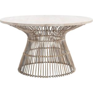 Safavieh Home Collection Whent Coastal Grey White Wash and Black Round Coffee Table(White Washed / Black)