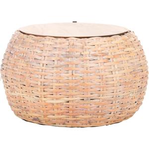 Safavieh Home Klarysa Natural White Wash Wood and Rattan Storage Coffee Table