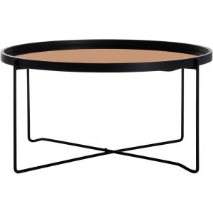 Safavieh Home Ruby Modern Rose Gold and Black Tray Top Round Coffee Table