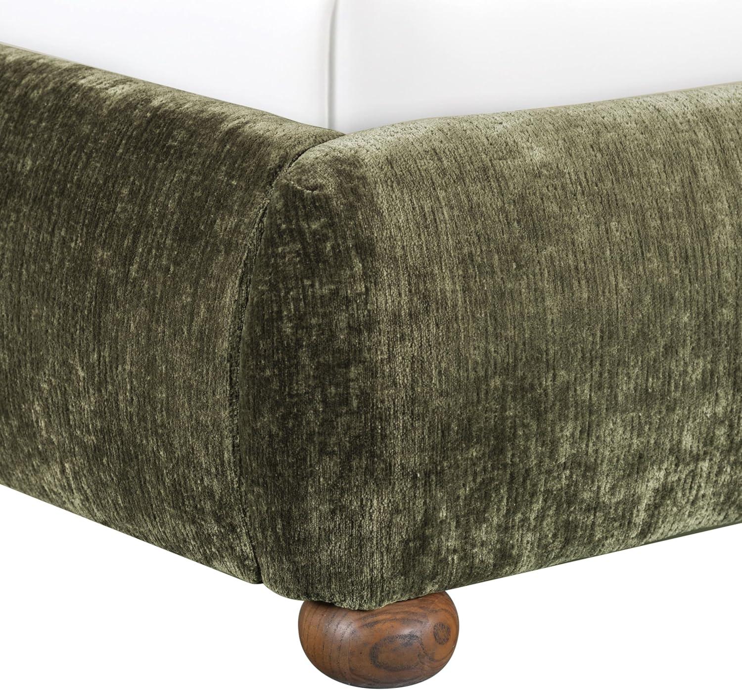 image:imageSAFAVIEH Couture Beccarose King Bed Contemporary Design Dark Green Chenille amp Walnut Legs Ideal for Bedroom Guest Room 86 W x 88 D x 45 H SFV4811HK