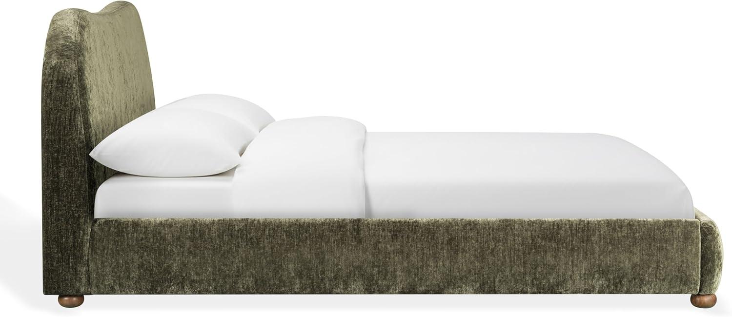 image:imageSAFAVIEH Couture Beccarose King Bed Contemporary Design Dark Green Chenille amp Walnut Legs Ideal for Bedroom Guest Room 86 W x 88 D x 45 H SFV4811HK