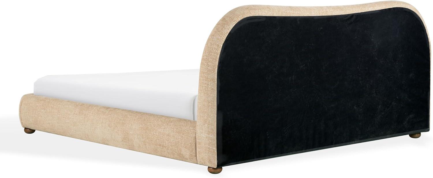 image:imageSAFAVIEH Couture Beccarose Queen Bed Contemporary Design Brown Chenille amp Walnut Legs Ideal for Bedroom Guest Room 705 W x 88 D x 45 H SFV4811IQ