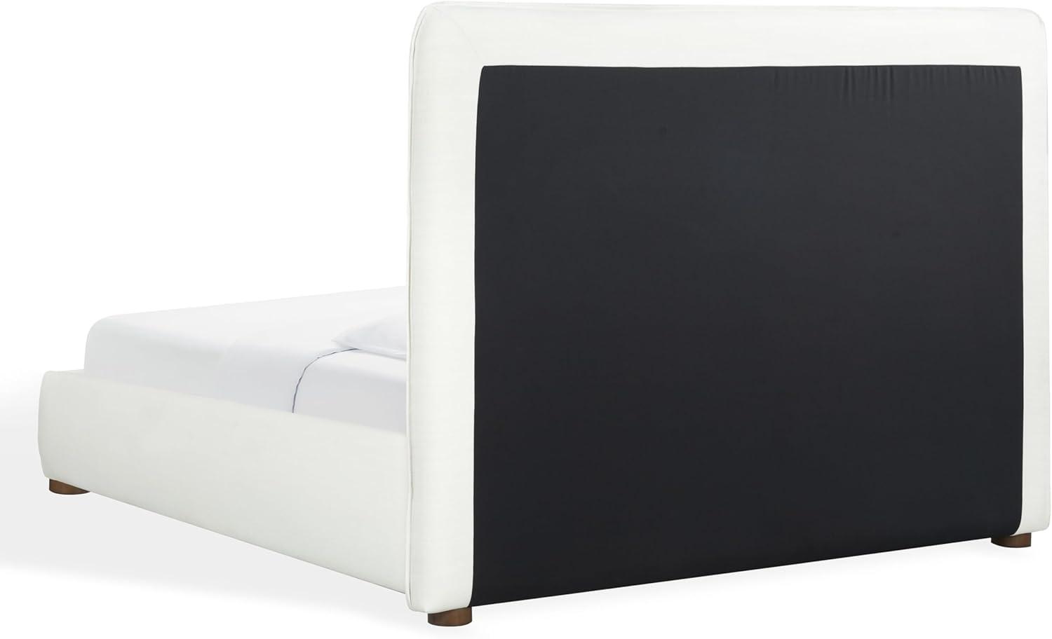 image:imageSAFAVIEH Couture Callahan Full Bed Contemporary Design White Linen amp Walnut Legs Ideal for Bedroom Guest Room 59 W x 88 D x 45 H SFV4801CF