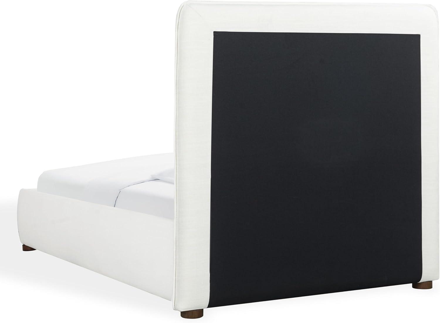 image:imageSAFAVIEH Couture Callahan Twin Bed Contemporary Design White Linen amp Walnut Legs Ideal for Bedroom Guest Room 433 W x 88 D x 45 H SFV4801CT
