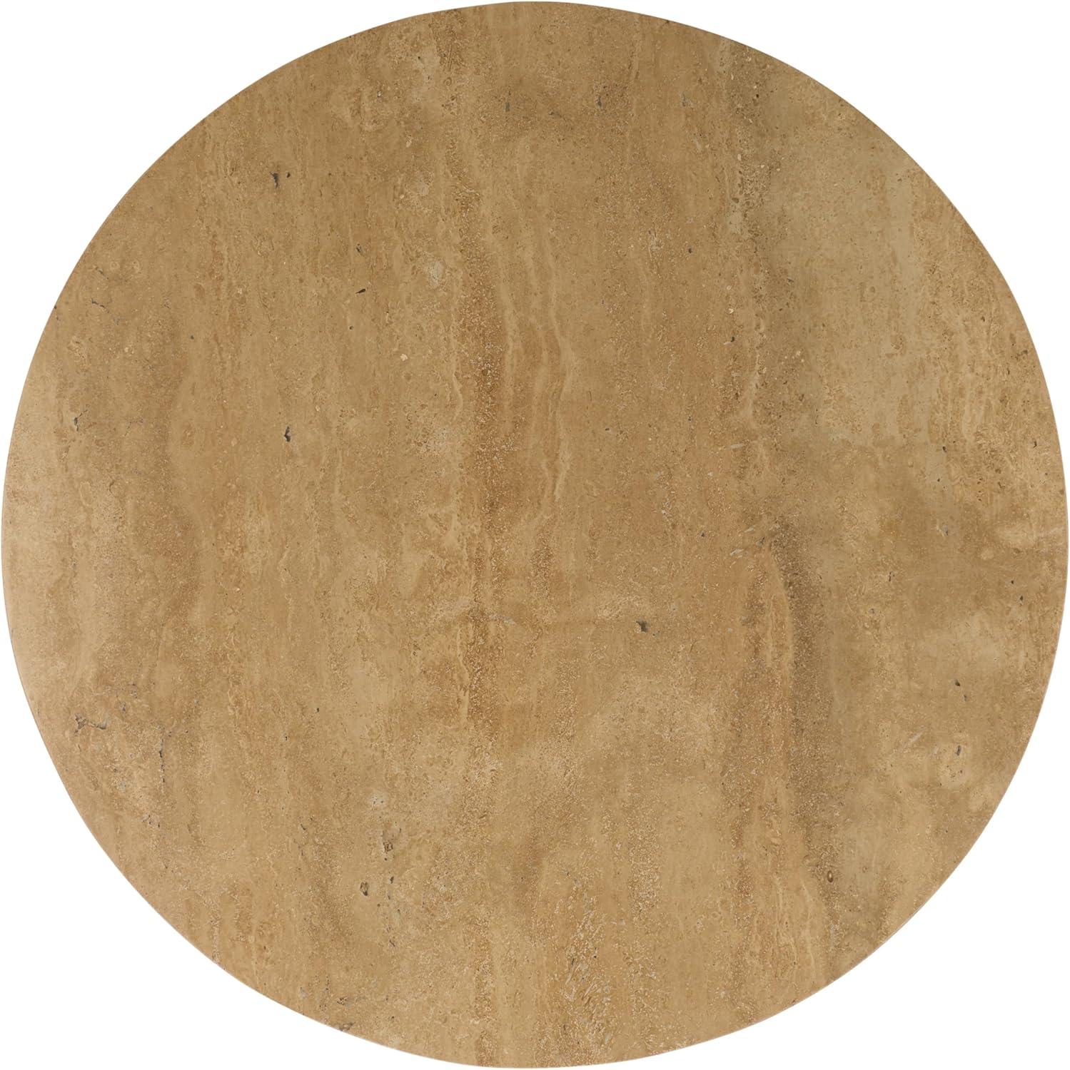 image:imageSAFAVIEH Couture Irine Round Dining Table Travertine amp Brown Ideal for Dining Room Kitchen 395 W x 395 D x 2975 H SFV5781ATravertineBrown