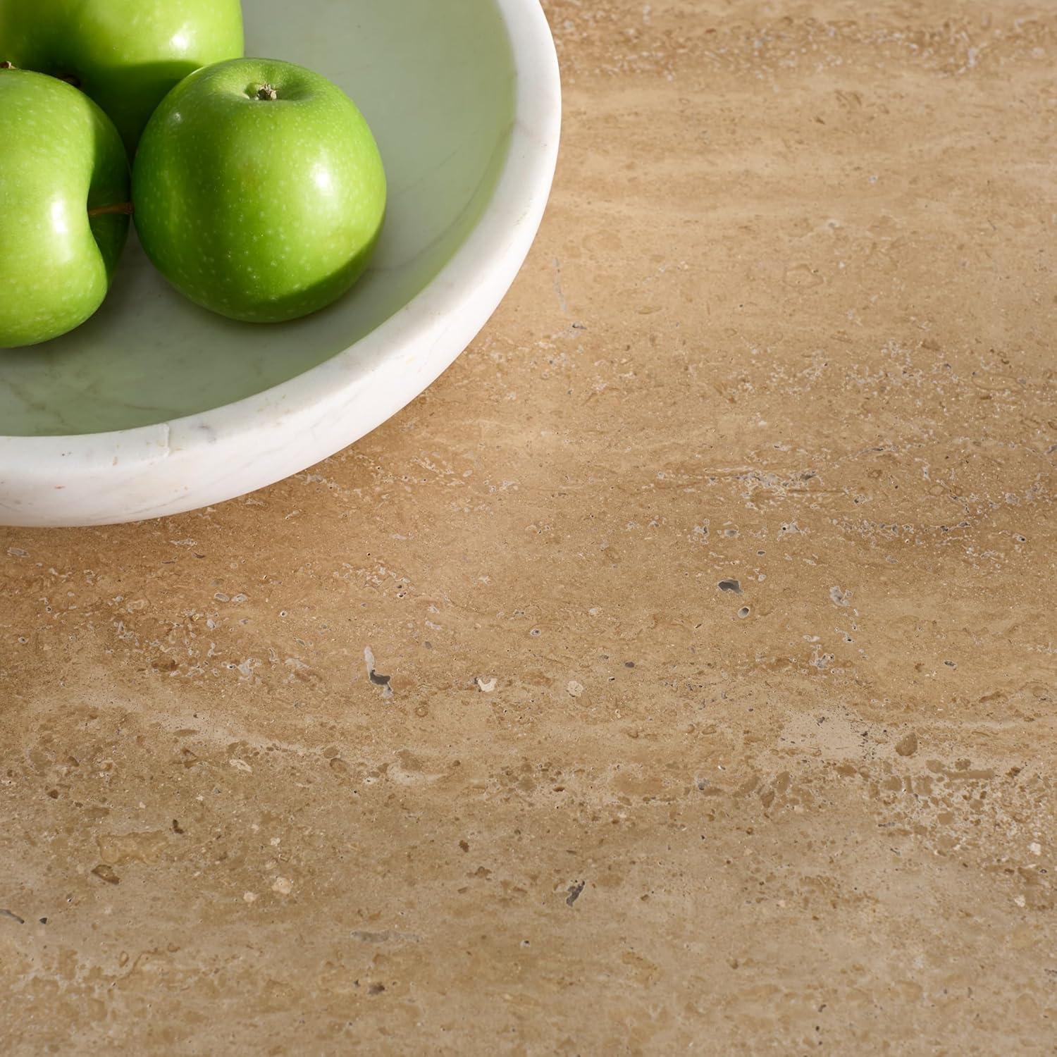 image:imageSAFAVIEH Couture Irine Round Dining Table Travertine amp Brown Ideal for Dining Room Kitchen 395 W x 395 D x 2975 H SFV5781ATravertineBrown