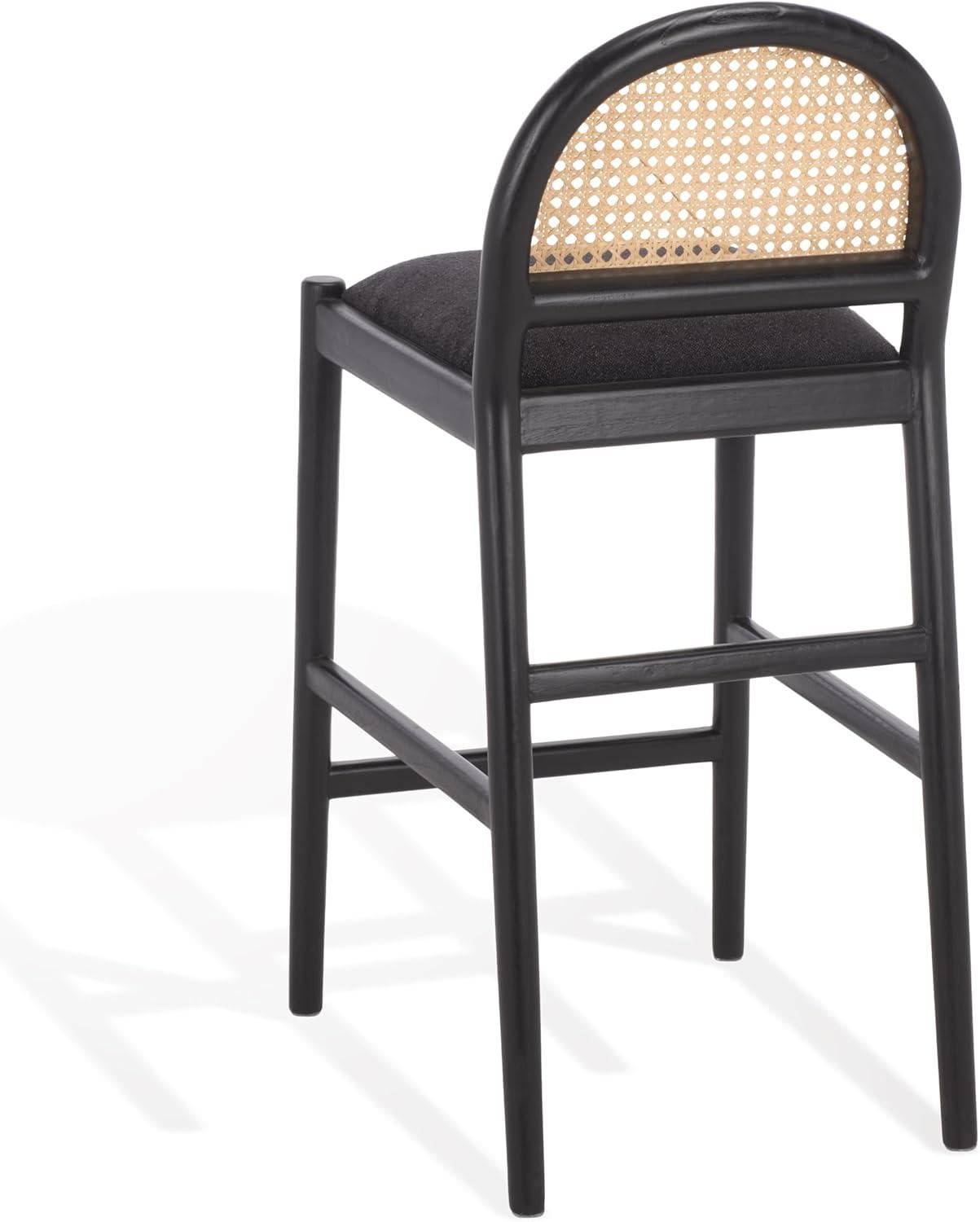 image:imageSAFAVIEH Couture Laylie 37Inch Counter Stool Black Solid Wood amp Cushion with Natural Cane Rattan Weave Fully Assembled Ideal for Kitchen Dining Room SFV1608D