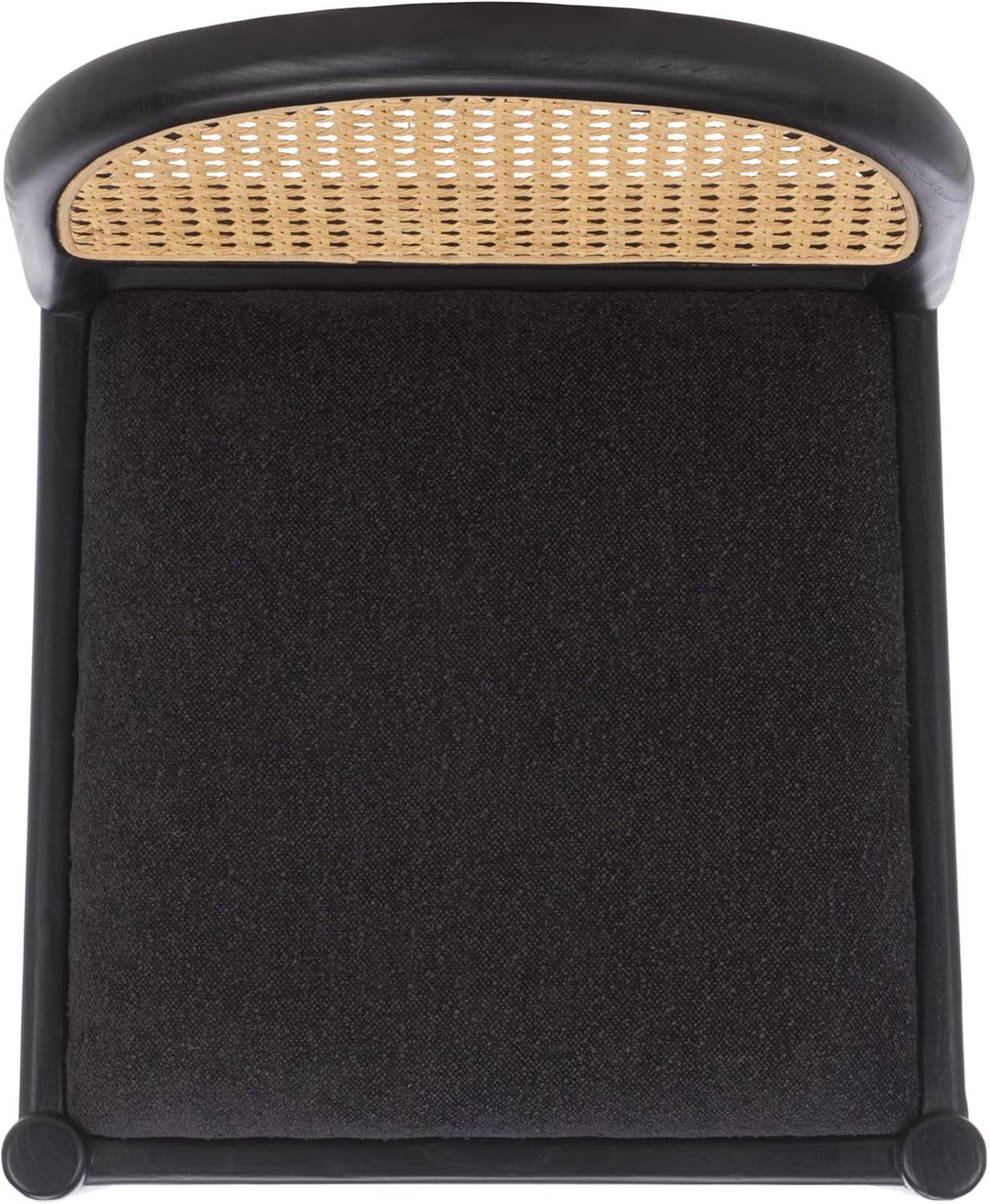 image:imageSAFAVIEH Couture Laylie 37Inch Counter Stool Black Solid Wood amp Cushion with Natural Cane Rattan Weave Fully Assembled Ideal for Kitchen Dining Room SFV1608D