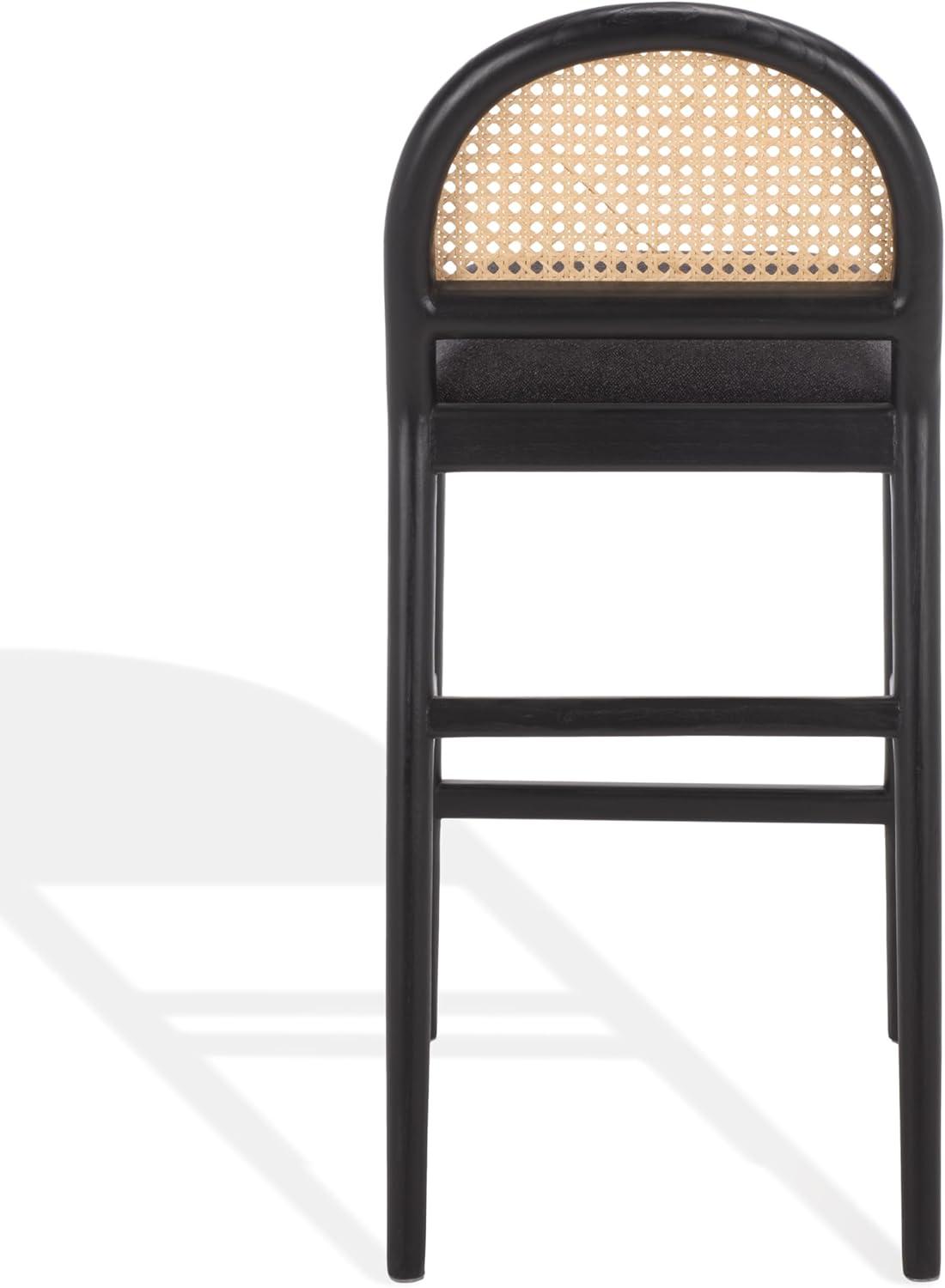 image:imageSAFAVIEH Couture Laylie 37Inch Counter Stool Black Solid Wood amp Cushion with Natural Cane Rattan Weave Fully Assembled Ideal for Kitchen Dining Room SFV1608D